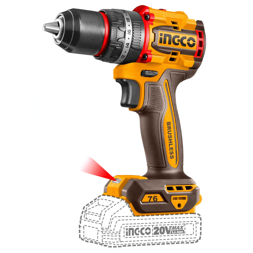 Ingco Drill Ingco Lithium-Ion Compact Brushless Cordless Impact Drill With Battery And Charger - CIDLI20768