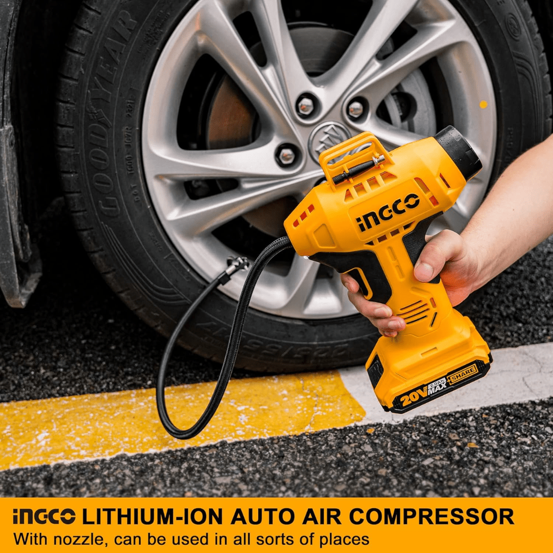 Ingco Compressor & Air Tool Accessories Ingco Lithium-Ion Cordless Auto Air Compressor 20V 2.0Ah - CACLI2001