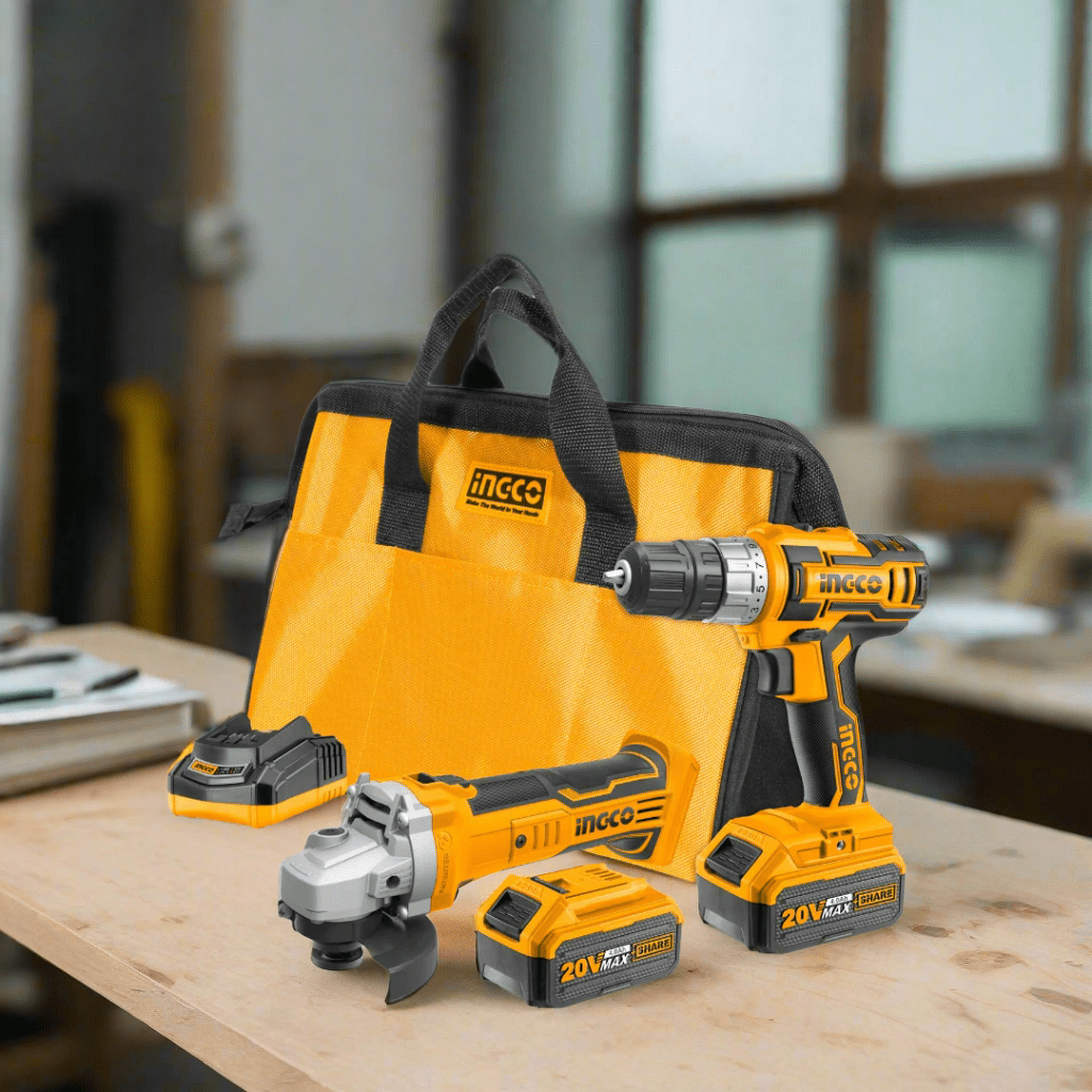 Ingco Power Tool Combo Kit Ingco Lithium-Ion Cordless Drill & 4.5"/115mm Cordless Angle Grinder Combo Kit 20V - CKLI2009