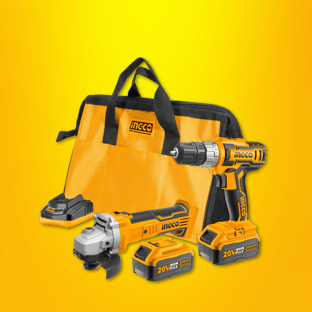 Ingco Power Tool Combo Kit Ingco Lithium-Ion Cordless Drill & 4.5"/115mm Cordless Angle Grinder Combo Kit 20V - CKLI2009