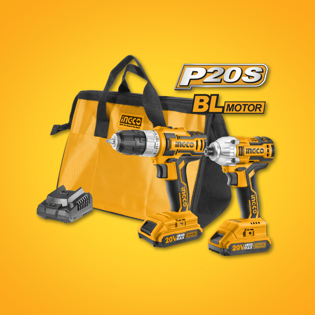 Ingco Power Tool Combo Kit Ingco Lithium-Ion Cordless Drill + Hammer Impact Drill Combo Kit 20V - CKLI2006