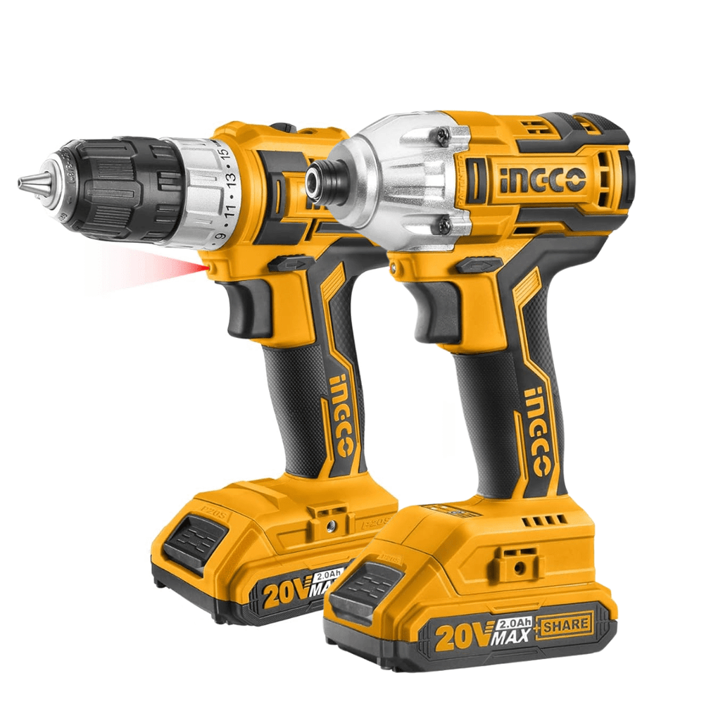 Ingco Power Tool Combo Kit Ingco Lithium-Ion Cordless Drill + Hammer Impact Drill Combo Kit 20V - CKLI2006