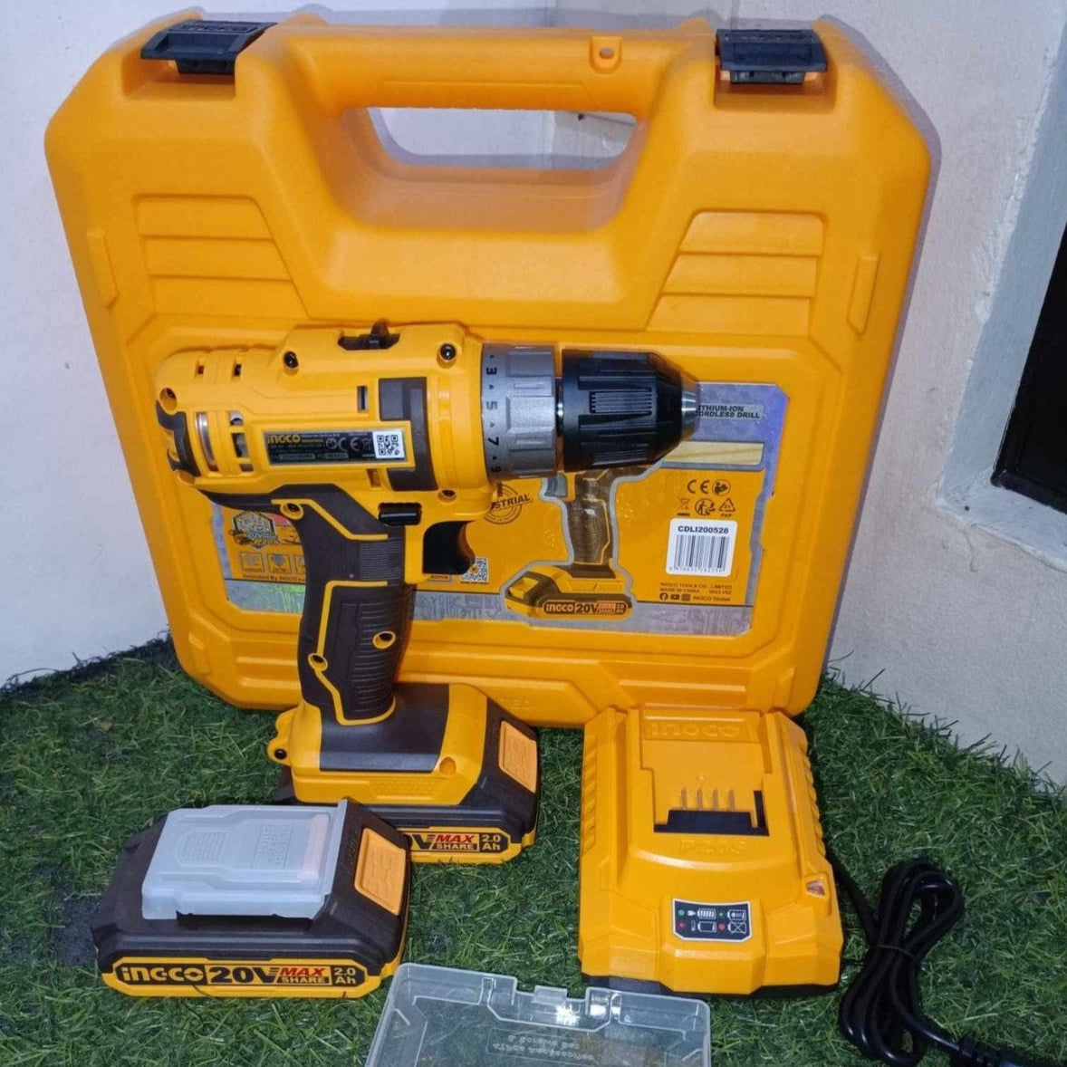 Ingco Drill Ingco Lithium-Ion Cordless Drill with Two 20V 2.0Ah Batteries & Charger - CDLI200528