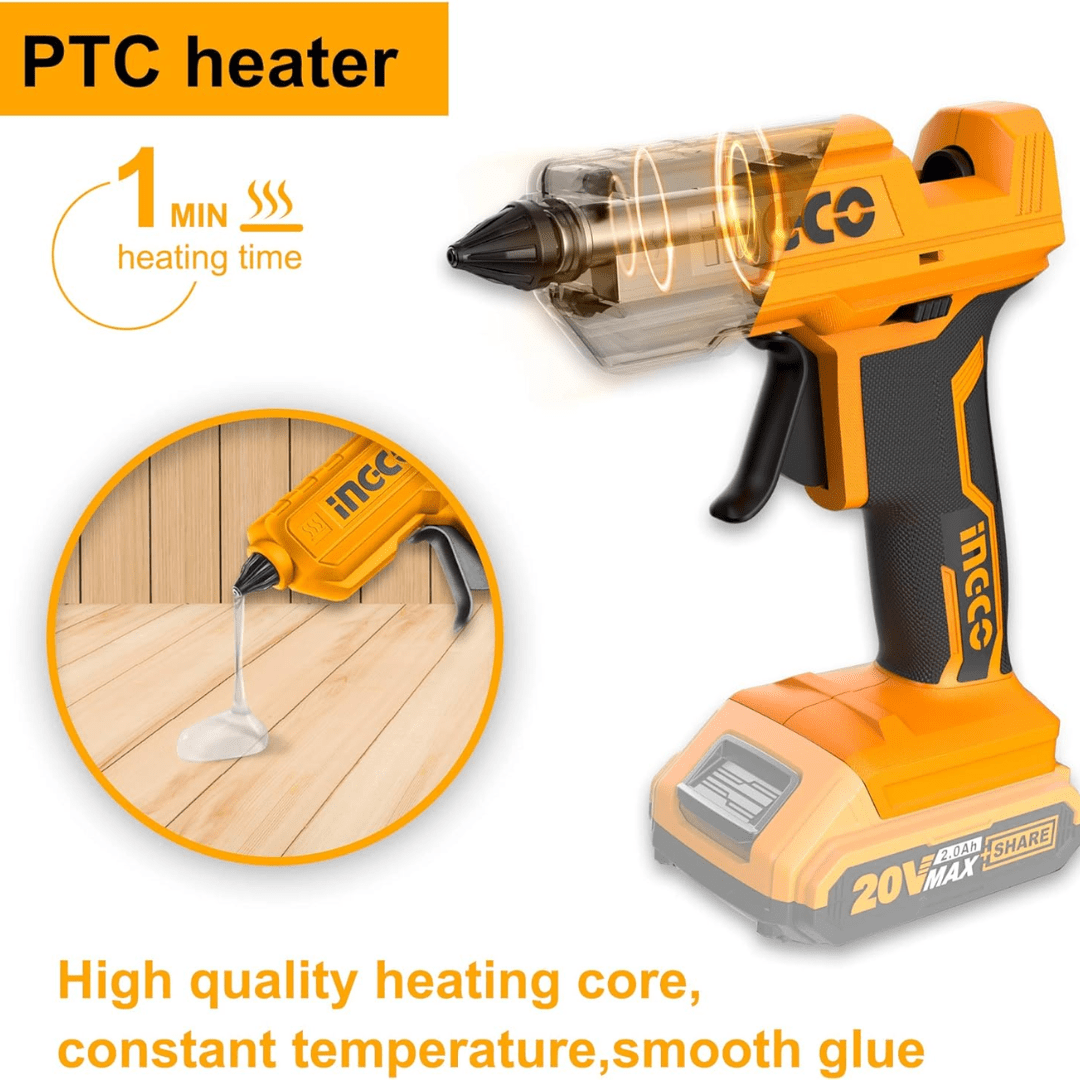 Ingco Glue gun Ingco Lithium-Ion Cordless Glue Gun 20V 2.0Ah - CGGLI2001