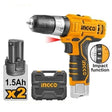 Ingco Drill Ingco Lithium-Ion Cordless Hammer Impact Drill with Two 12V 1.5Ah Batteries & Charger - CIDLI12201