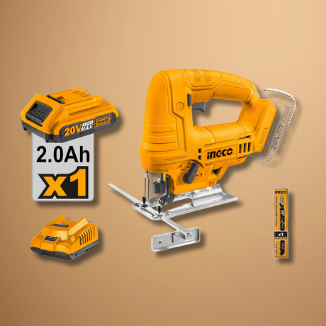 Ingco Jigsaw Ingco Lithium-Ion Cordless Jig Saw with 20V 2.0Ah Battery & Charger - CJSLI65081