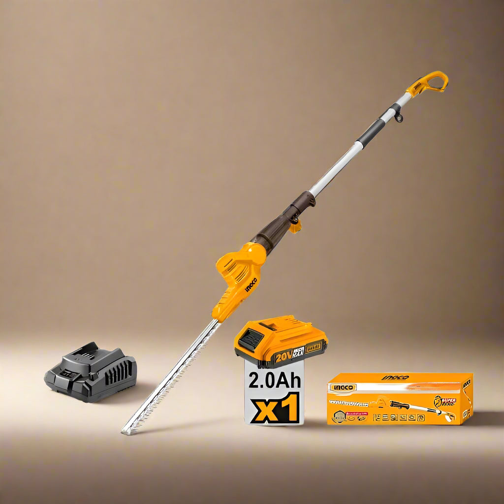 Ingco Trimmer Ingco Lithium-Ion Cordless Pole Hedge Trimmer with 20V 2.0Ah Battery & Charger - CPHT2016012