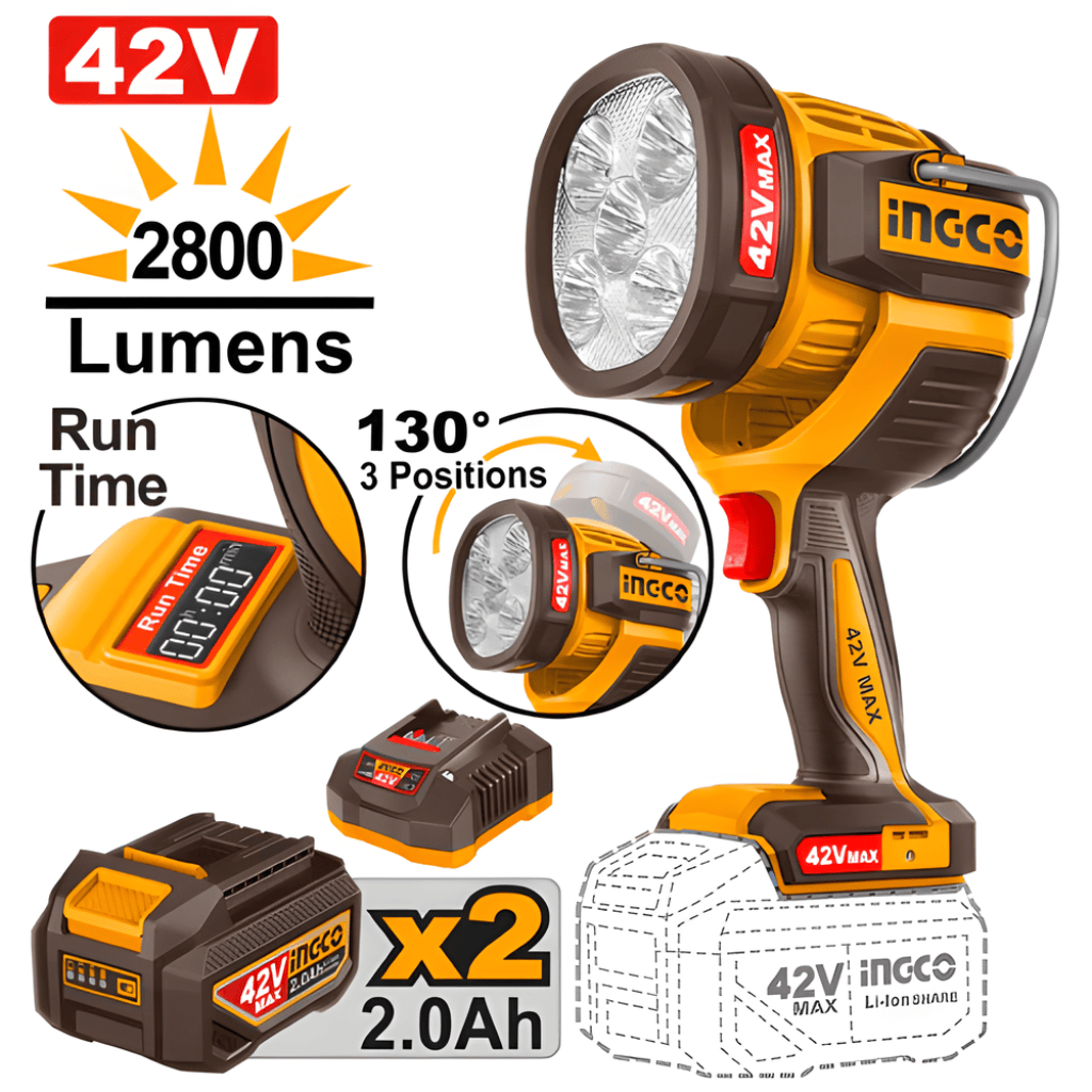 Ingco Outdoor Lighting Ingco Lithium-Ion Cordless Portable Work Lamp 42V - CWLI42896
