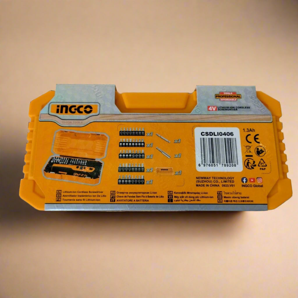 Ingco Powered Screwdriver Ingco Lithium-Ion Cordless Screwdriver 4V with 41 Pieces Accessories - CSDLI0406
