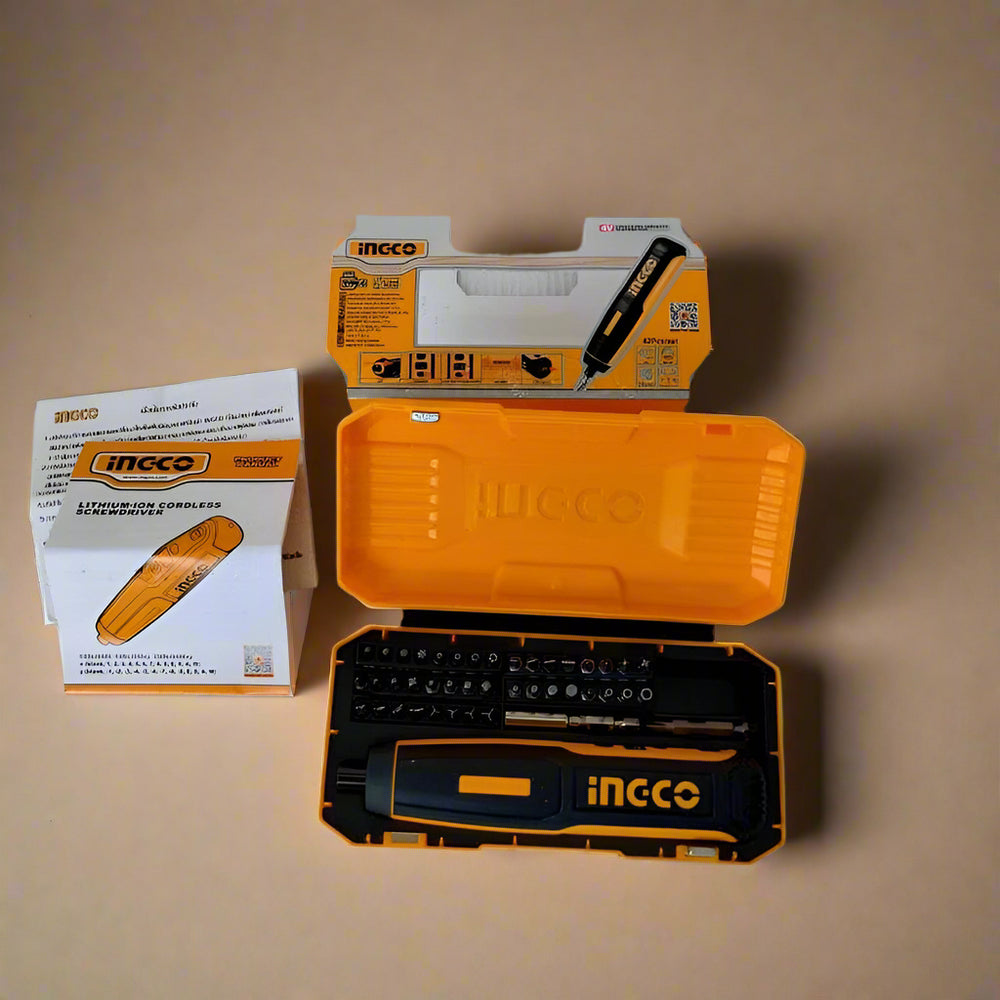 Ingco Powered Screwdriver Ingco Lithium-Ion Cordless Screwdriver 4V with 41 Pieces Accessories - CSDLI0406