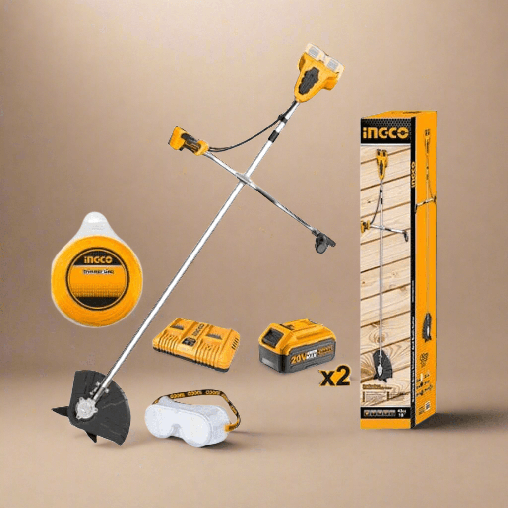 Ingco Trimmer Ingco Lithium-Ion Cordless String Trimmer & Bush Cutter With Safety Goggle - CSTLI202522