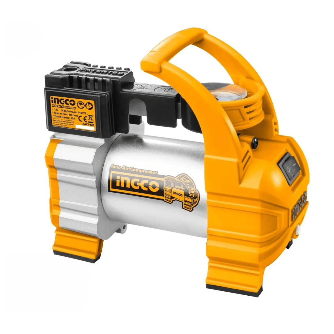 Ingco Compressor & Air Tool Accessories Ingco Mini Auto Air Compressor 12V 140psi with LED Light - AAC1408