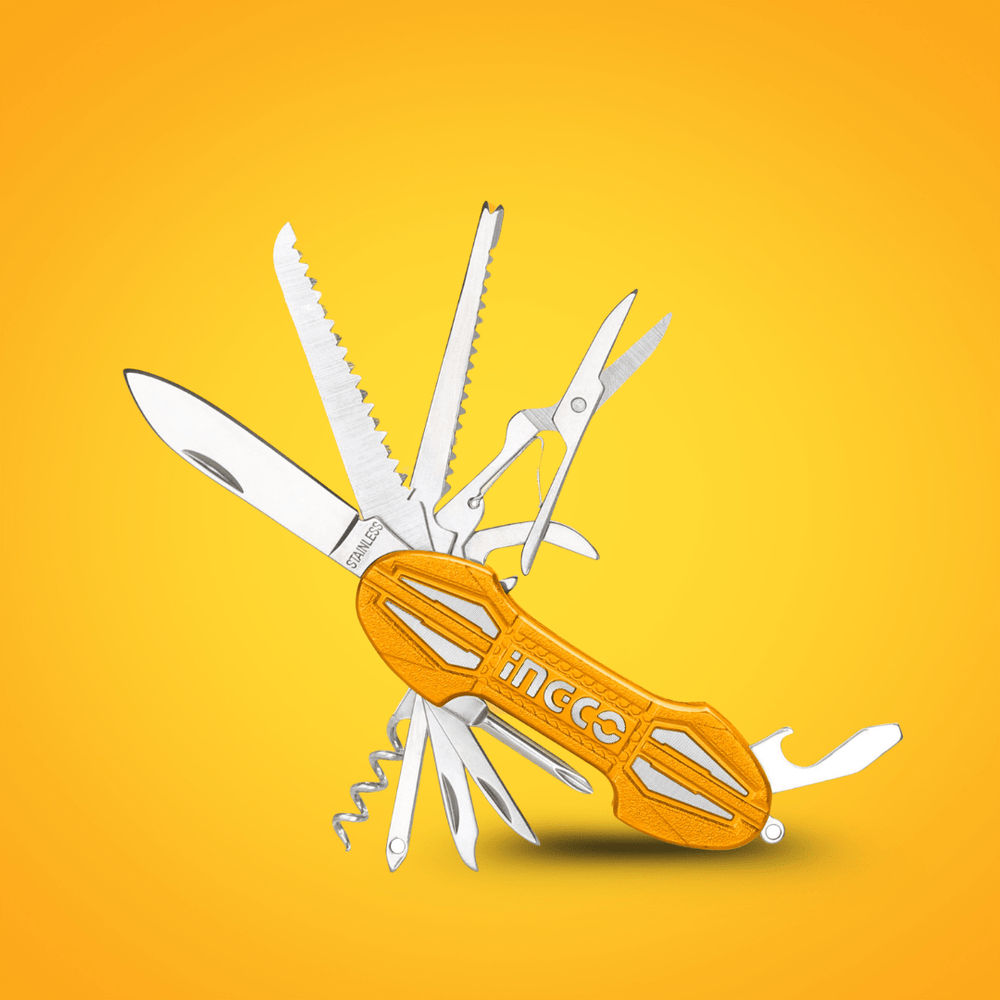 Ingco Multi Tools & Knives Ingco Multi-Function Pocket Folding Knife with 15 Tools – HMFK8158