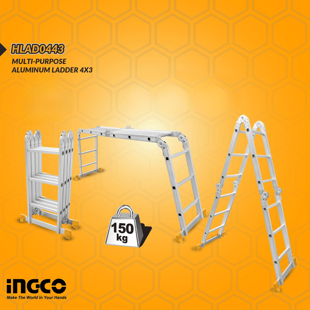 Ingco Ladder Ingco Multi-Purpose Aluminum Ladder 4x3 & 4x4 – HLAD04431 / HLAD04441