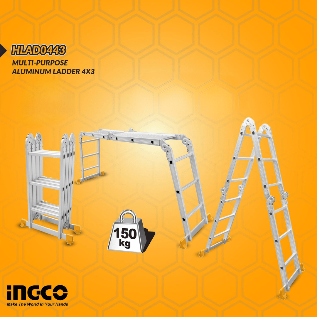 Ingco Ladder Ingco Multi-Purpose Aluminum Ladder 4x3 & 4x4 – HLAD04431 / HLAD04441
