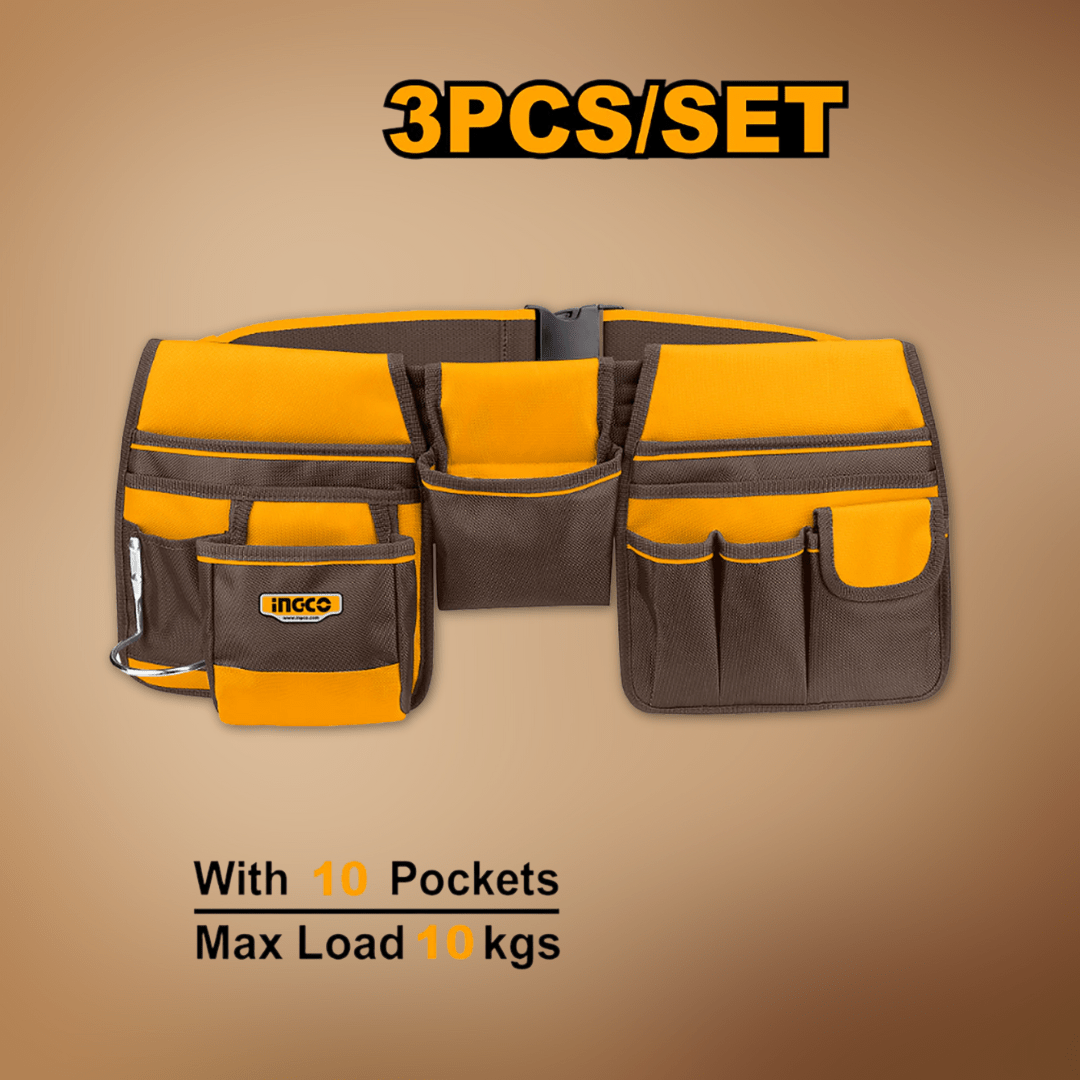 Ingco Tool Boxes Bags & Belts Ingco Professional Waist Tools Bag Belt with 10 Pockets - HTBP020328