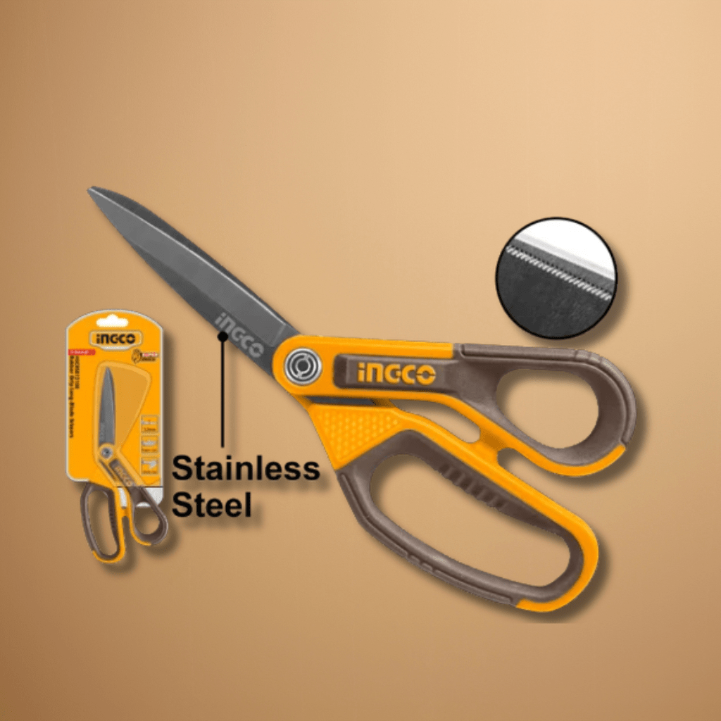 Ingco Hand Saws & Cutting Tools Ingco Rubber Grip Long-Blade Stainless Steel Scissors 8" & 10" - HSCRS Series