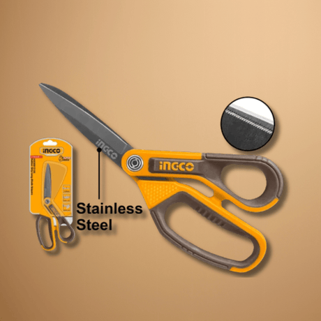 Ingco Hand Saws & Cutting Tools Ingco Rubber Grip Long-Blade Stainless Steel Scissors 8" & 10" - HSCRS Series
