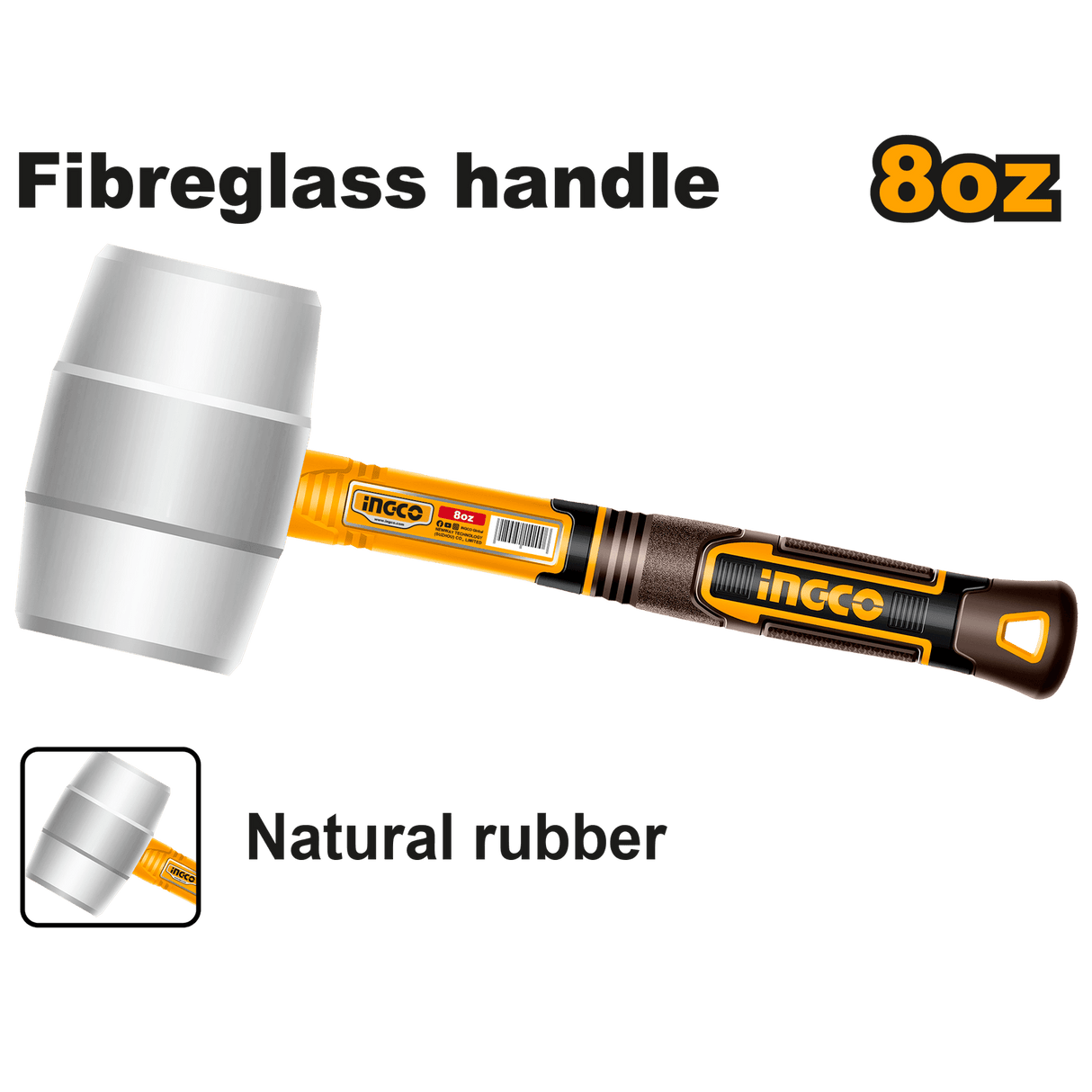 Ingco Hammers Mallets & Sledges Ingco Rubber Hammer 220g - HRUH8908