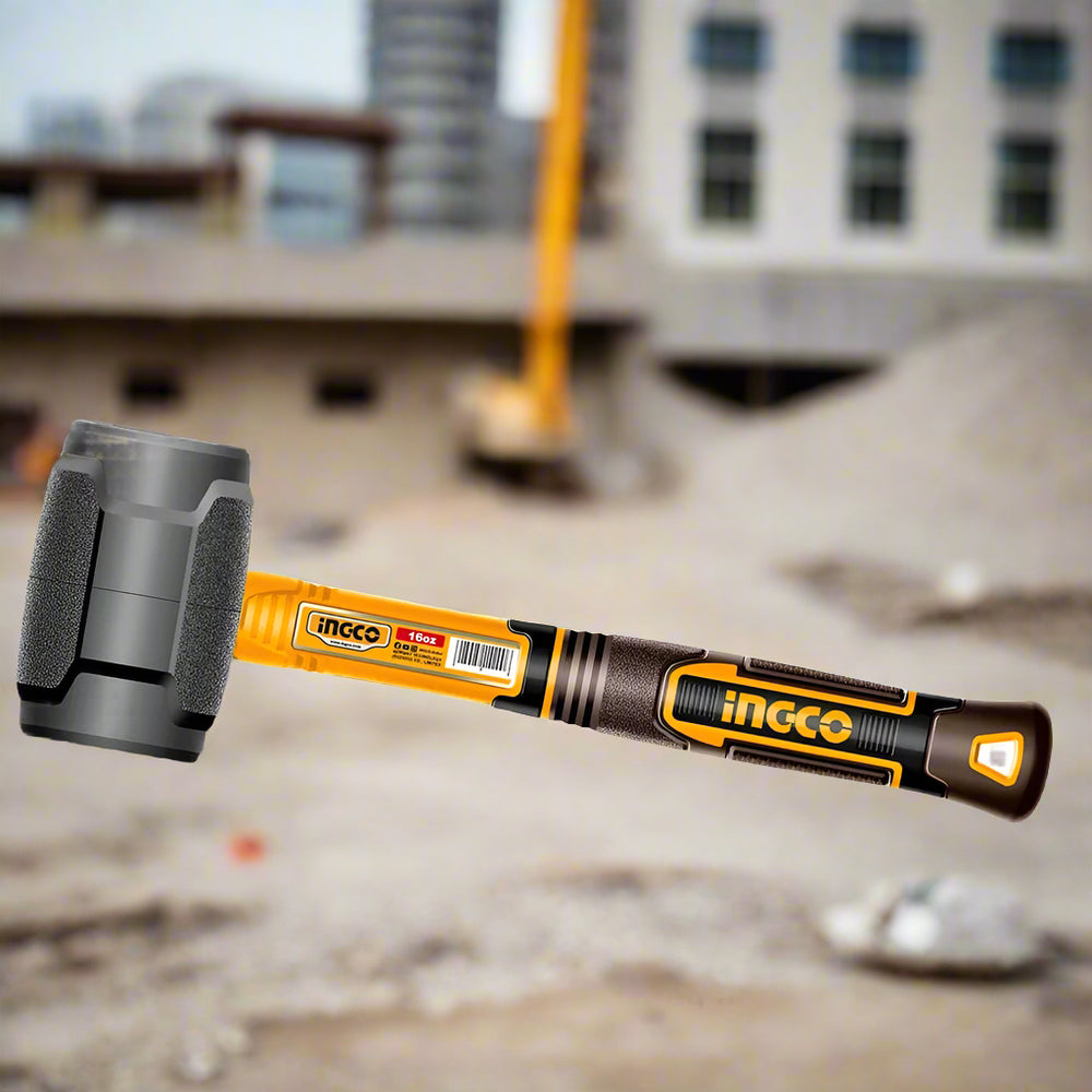Ingco Hammers Mallets & Sledges Ingco Rubber Hammer 450g with Fiberglass Handle - HRUH8816