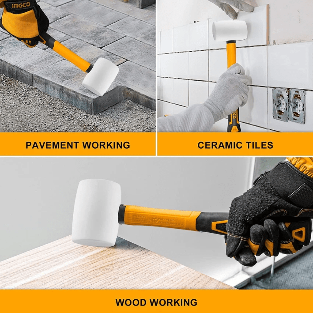 Ingco Hammers Mallets & Sledges Ingco Rubber Hammer Soft Type with Fibreglass Handle - 8oz & 16oz