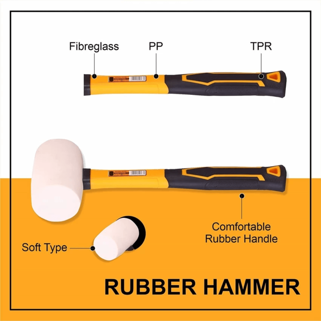 Ingco Hammers Mallets & Sledges Ingco Rubber Hammer Soft Type with Fibreglass Handle - 8oz & 16oz