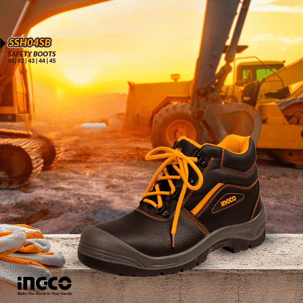 Ingco Boots & Footwear Ingco Safety Boots with Steel Toe Cap and Anti-Vibration Sole – SSH04S1P