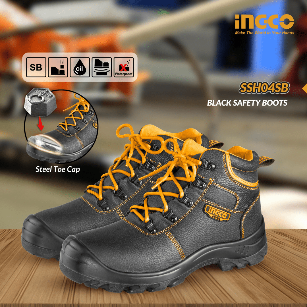 Ingco Boots & Footwear Ingco Safety Boots with Steel Toe Cap – SSH04SB