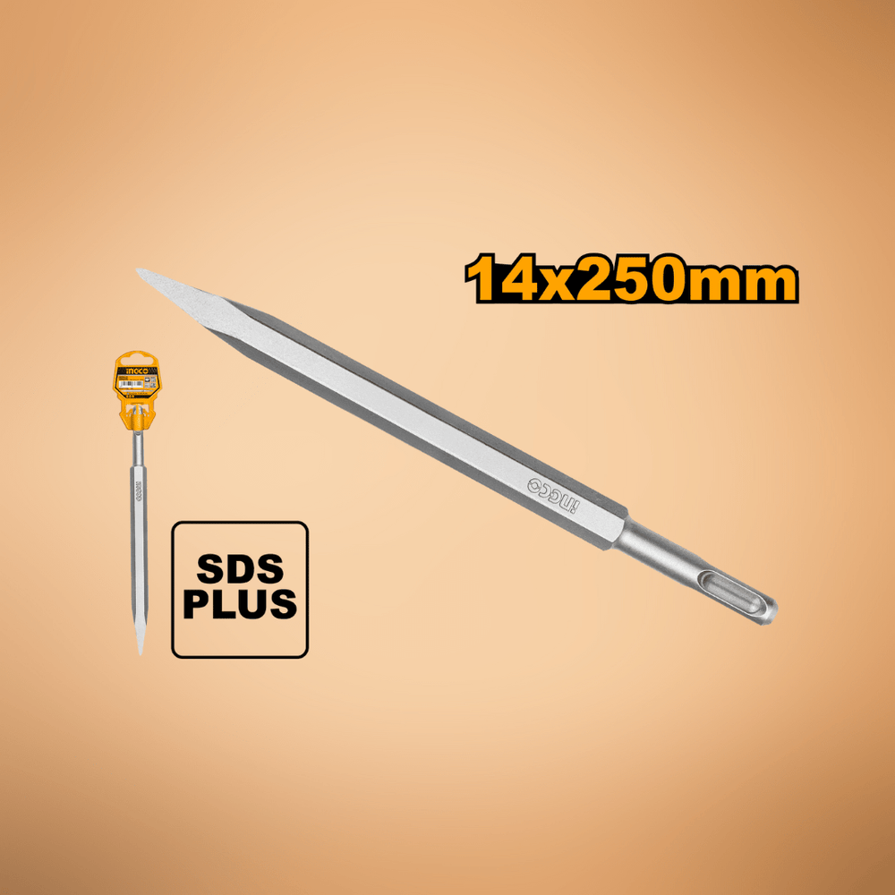 Ingco Drill Bits Ingco SDS Plus Chisel 14 x 250mm (Pointed & Flat) – DBC0112501 & DBC0122501