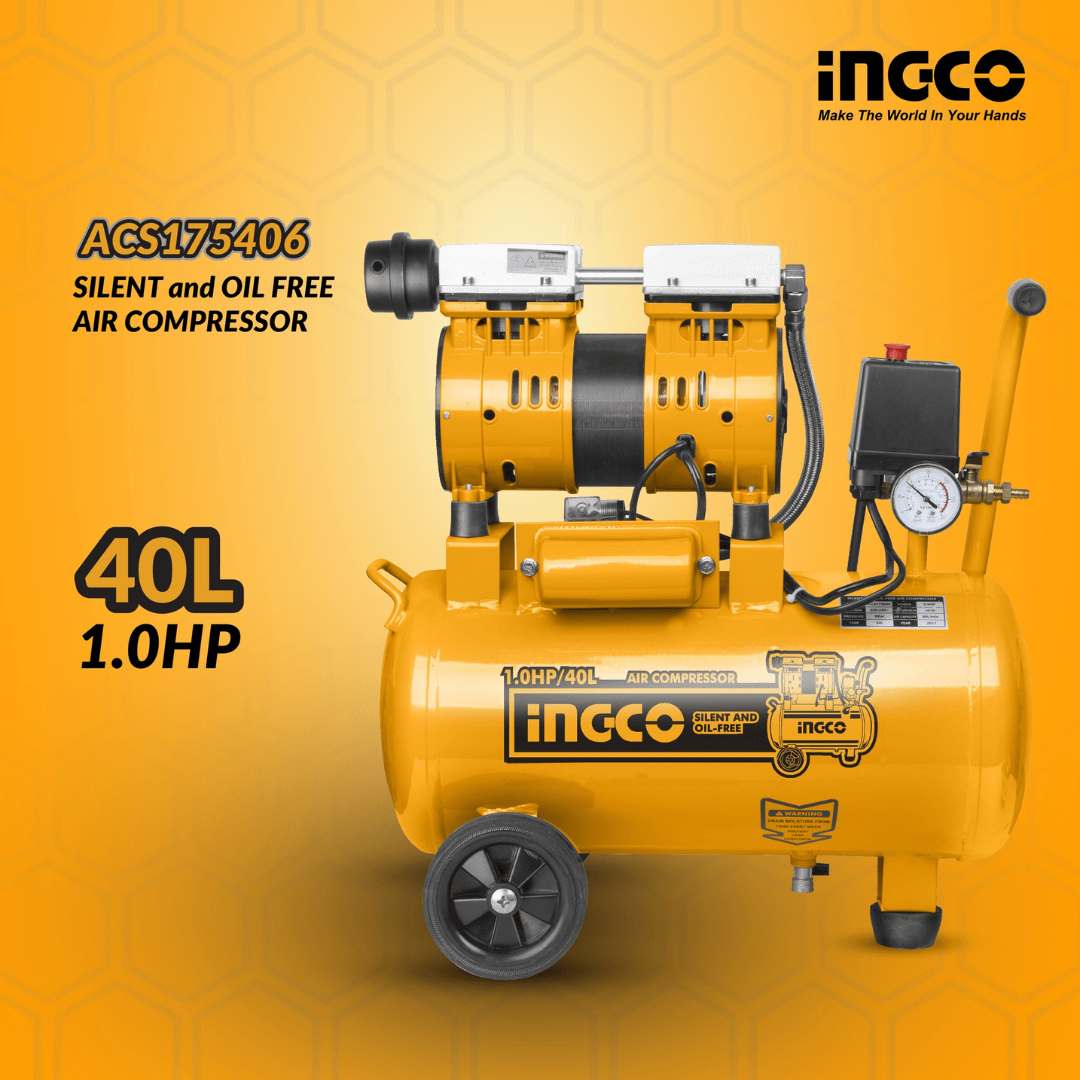 Ingco Compressor & Air Tool Accessories Ingco Silent And Oil Free Air Compressor 1.0HP 40L - ACS175406