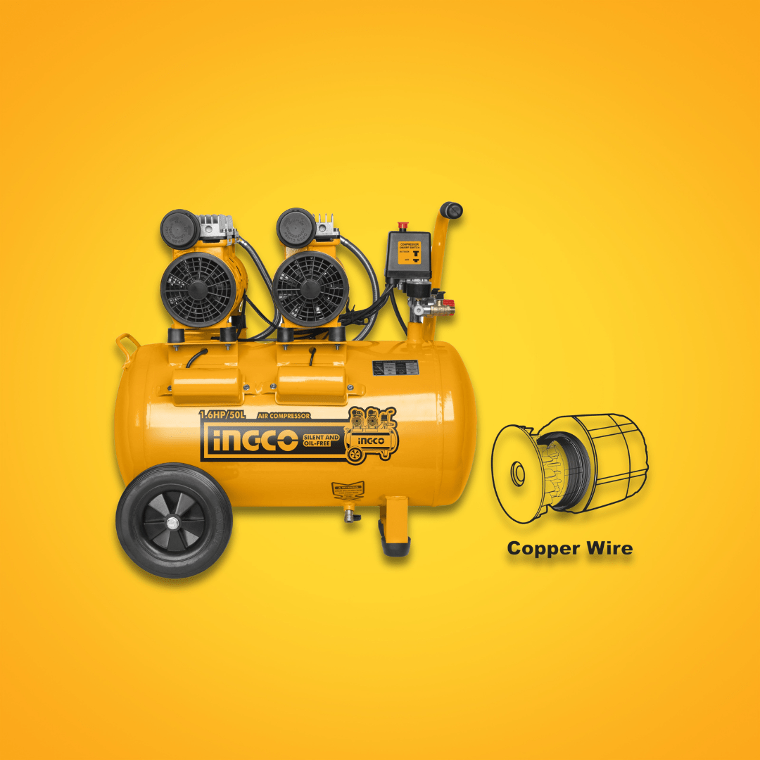 Ingco Compressor & Air Tool Accessories Ingco Silent And Oil Free Air Compressor 1.6HP 50L - ACS215506