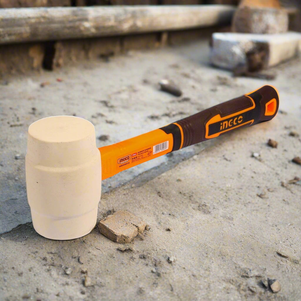 Ingco Hammers Mallets & Sledges Ingco Soft Rubber Hammer 450g with Fiberglass Handle - HRUH8916