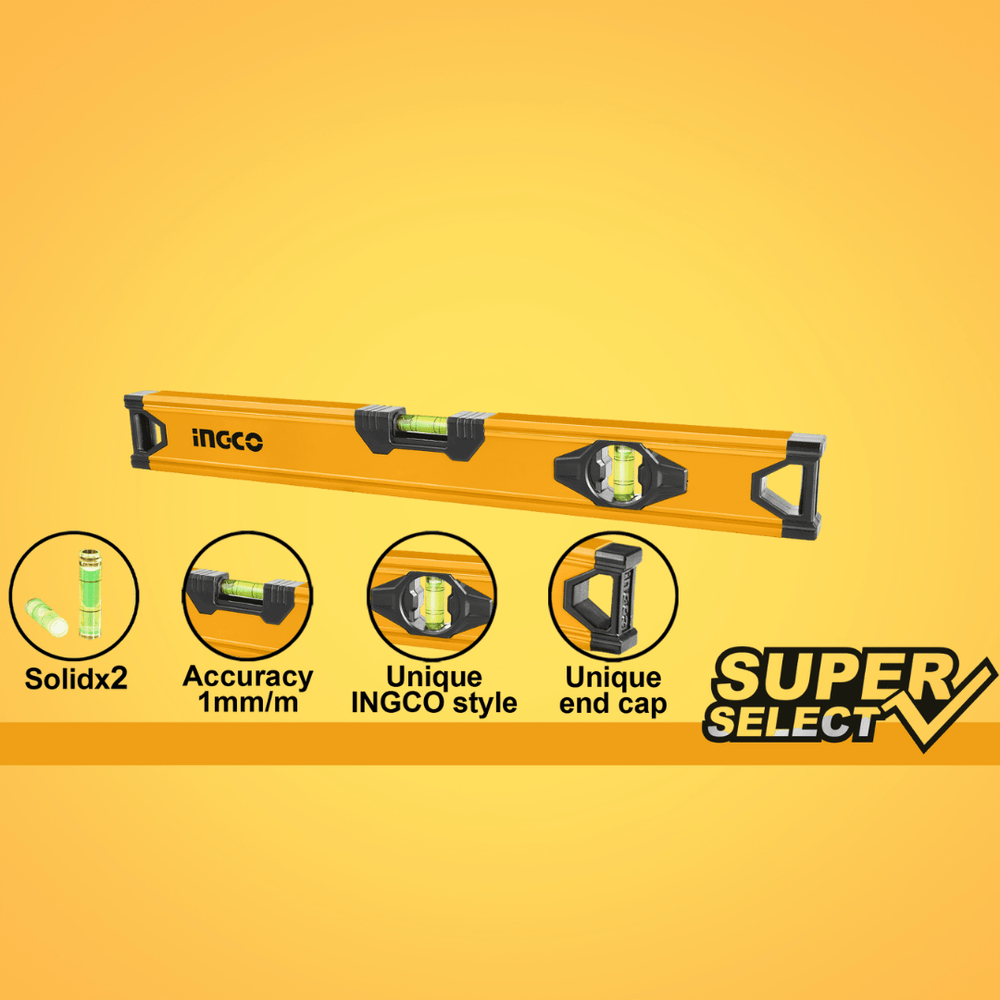Ingco Level Ingco Spirit Level with Double-Side Milled Vials 40cm to 200cm - HSL-Series