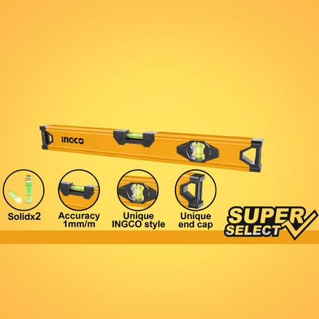 Ingco Level Ingco Spirit Level with Double-Side Milled Vials 40cm to 200cm - HSL-Series