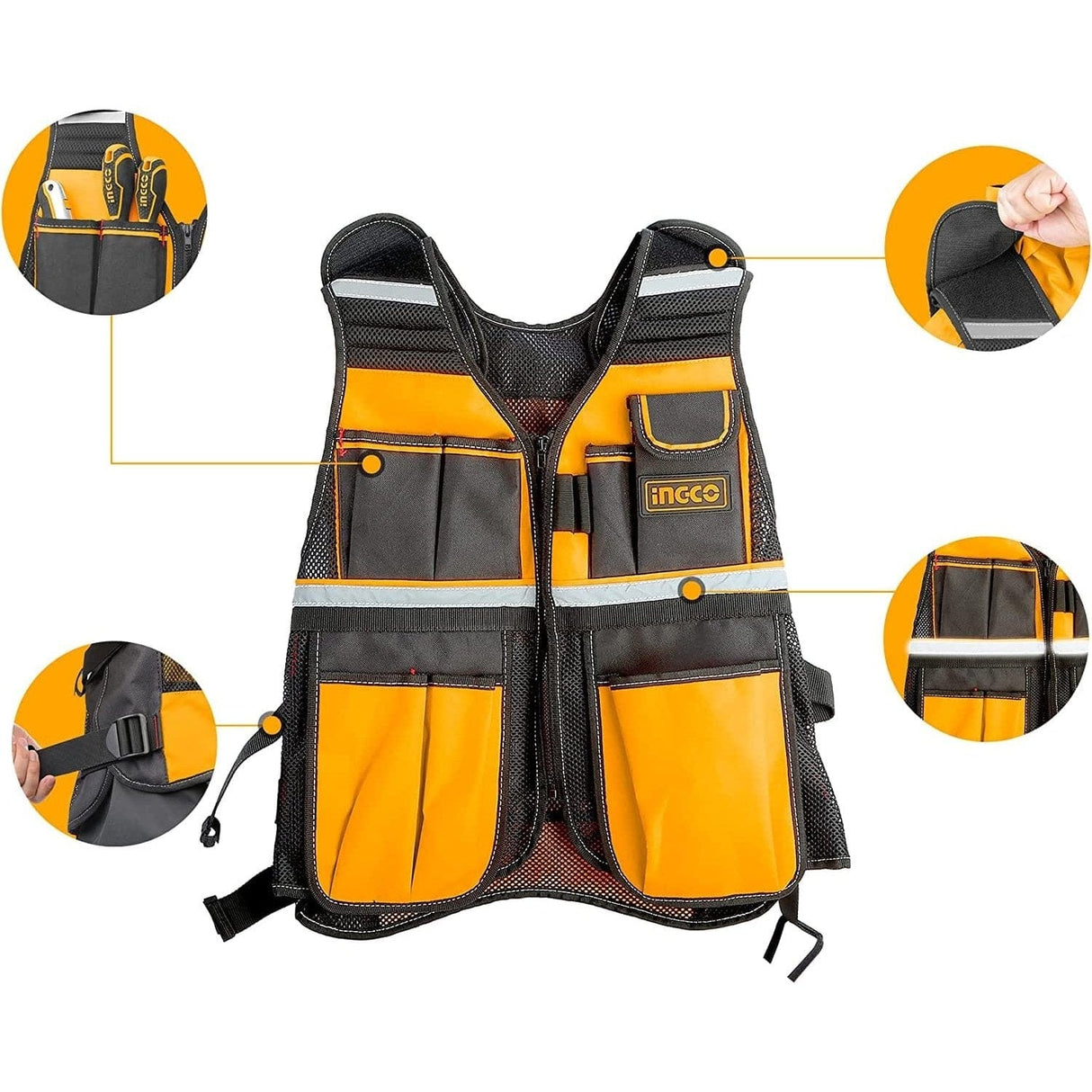 Ingco Tool Boxes Bags & Belts Ingco Tool Vest with 7 Pockets - HTVT0901