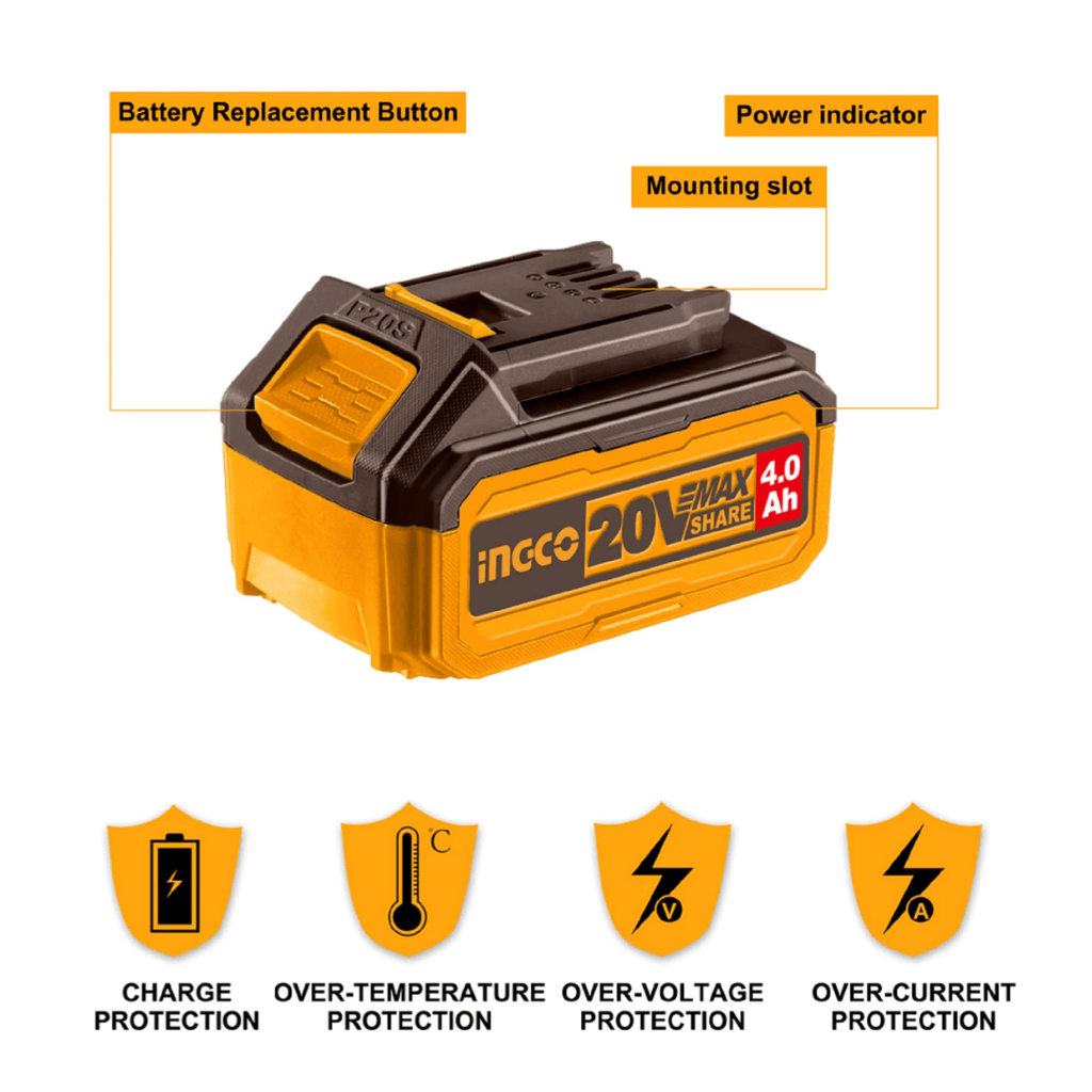 Ingco Batteries & Chargers Ingco Two Pieces 20V 5.0Ah Lithium-Ion Battery Pack – COSLI240464