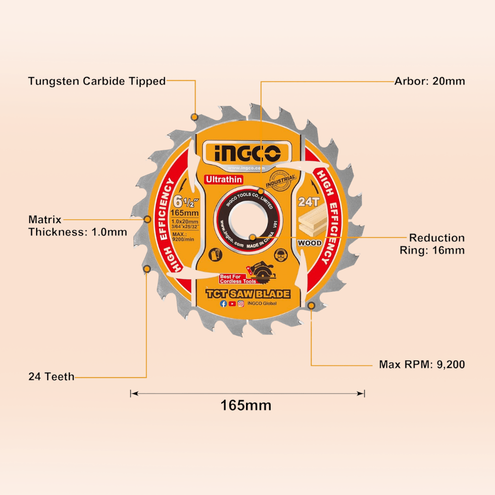 Ingco Grinding & Cutting Wheels Ingco Ultra-Thin TCT Saw Blade Set - TSB1653