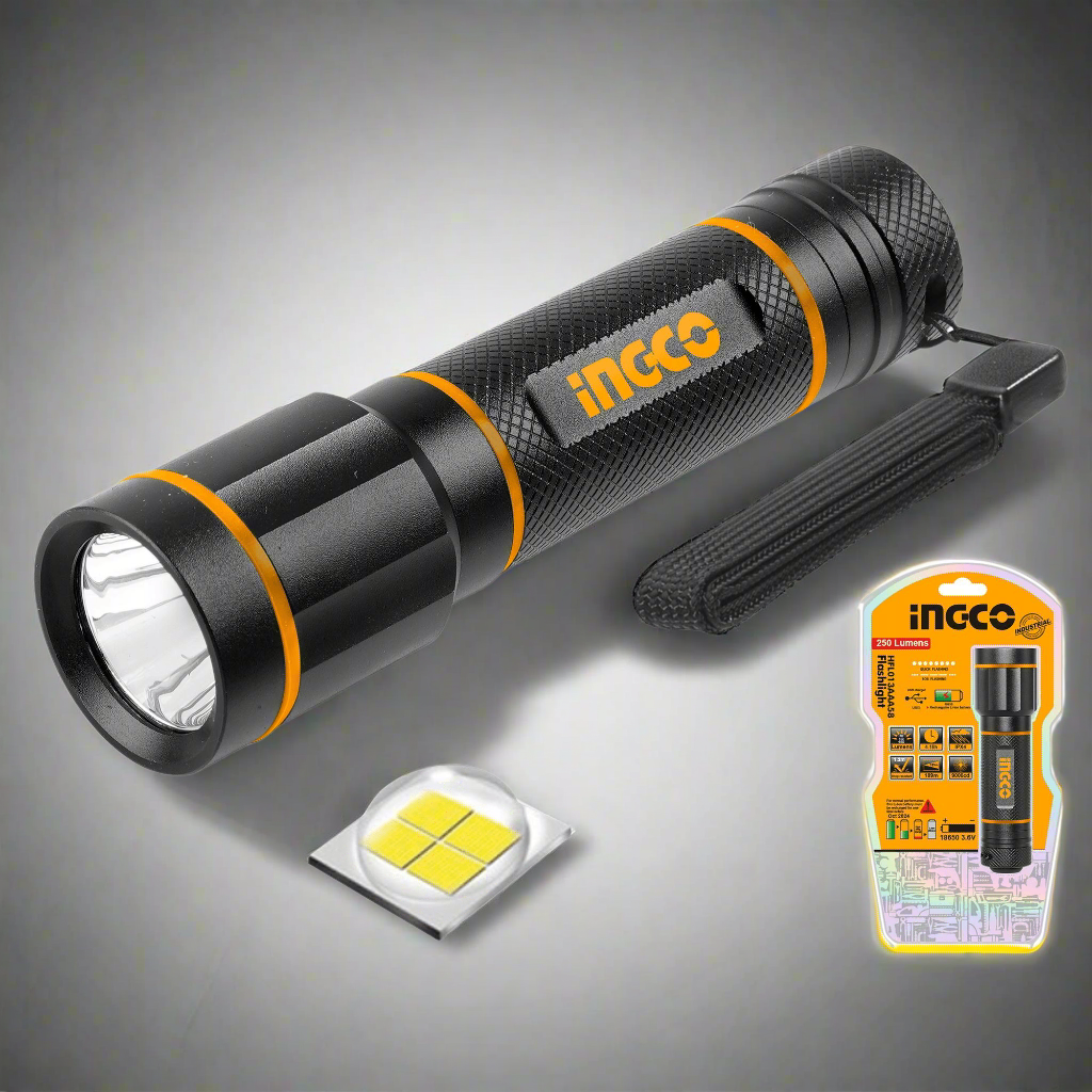 Ingco Specialty Safety Equipment Ingco Waterproof LED Flashlight 250 Lumens - HFL013AAA58