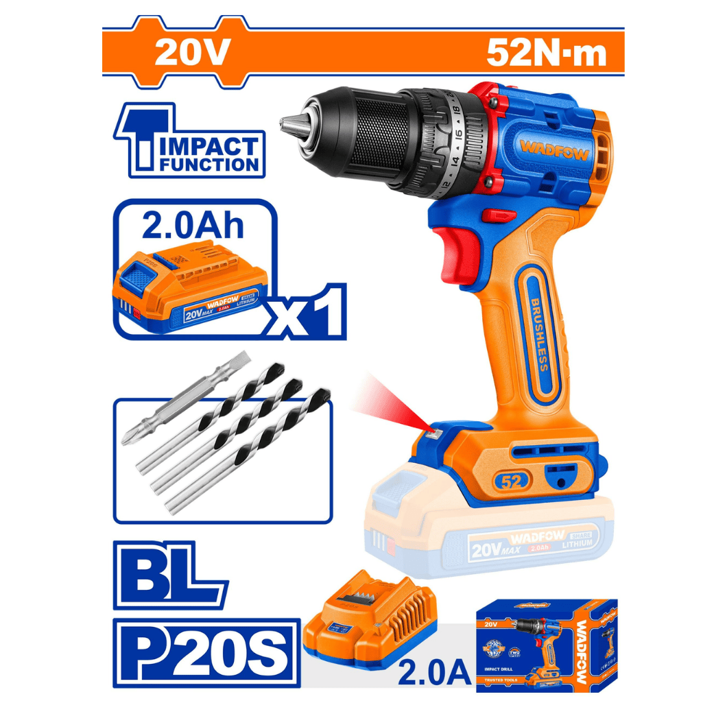 Ingco Drill Wadfow Lithium-Ion Compact Brushless Cordless Impact Drill - WCDP5282