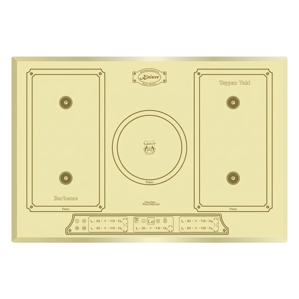 Ivory Kaiser Empire 77cm five-zone induction hob on white