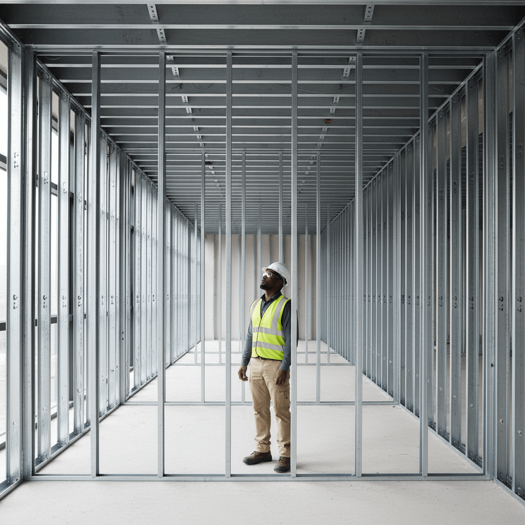 JIB Galvanized Partition Stud for Drywall Systems - 50 × 35 × 3000 mm (0.5 mm)