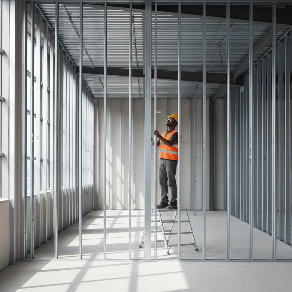 JIB Galvanized Partition Stud for Drywall Systems - 75 × 35 × 3000 mm (0.5 mm)