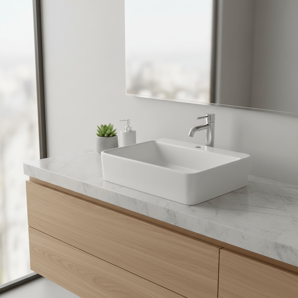 JQ Bathroom Sink Jaquar Aspire Rectangular Shaped TableTop Wash Basin - AIS-WHT-101901