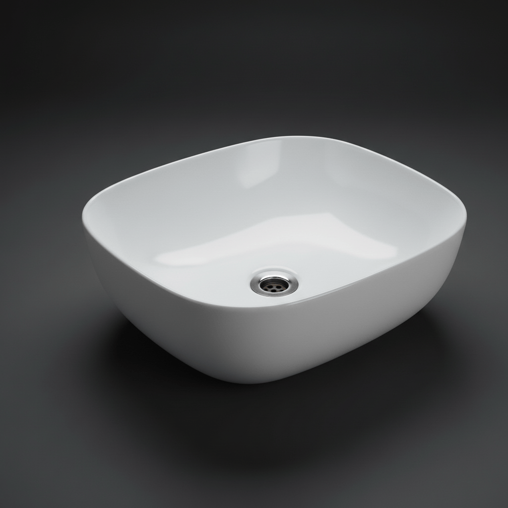 JQ Bathroom Sink Jaquar Rectangular Thin Rim Table Top Basin - JDS-WHT-25909