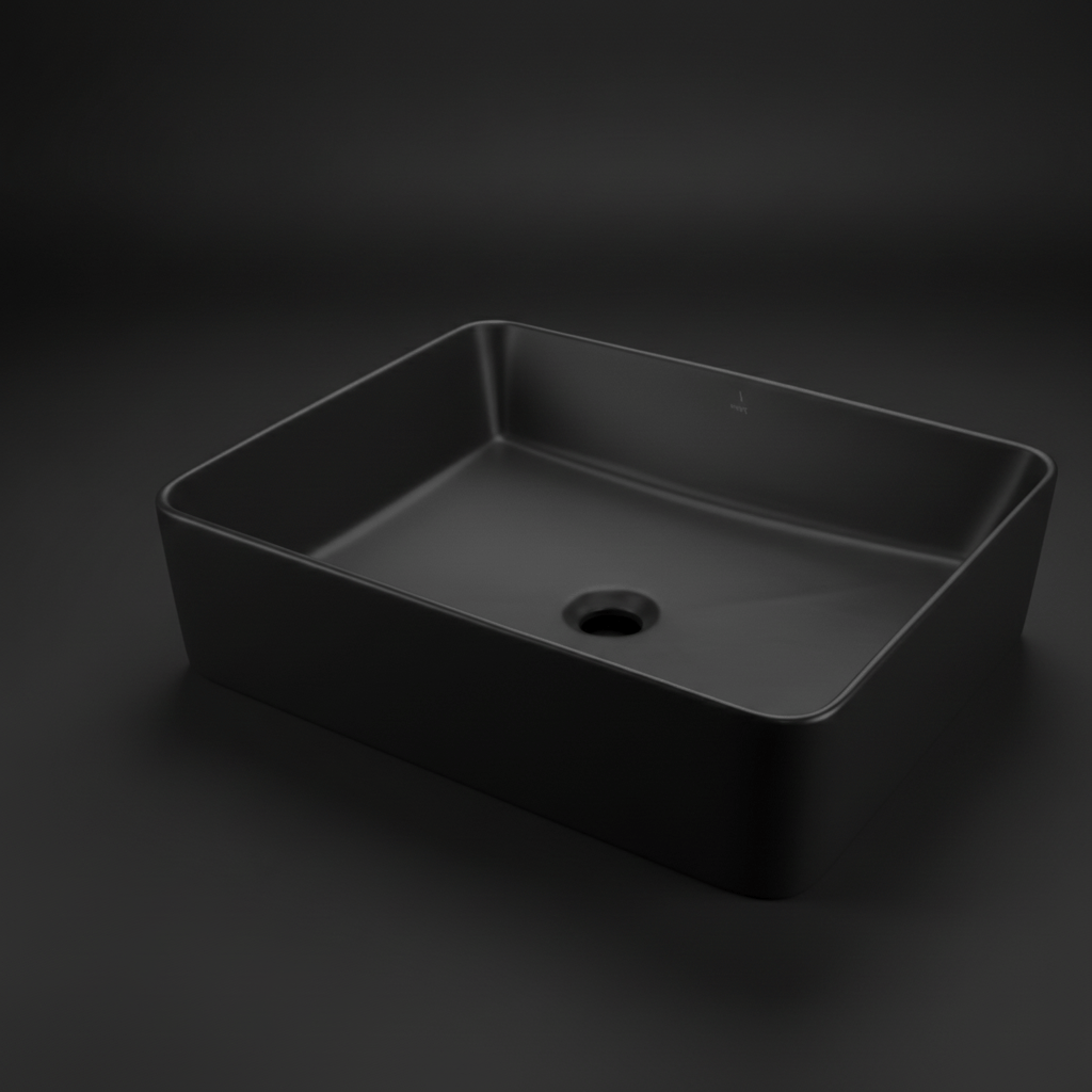 JQ Bathroom Sink Jaquar Thin Rim Table Top Black Matt Basin - JDS-BLM-25907N