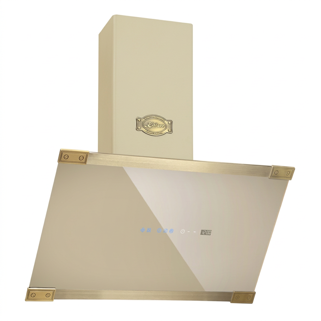 Kaiser Art Deco 60cm ivory cooker hood on white
