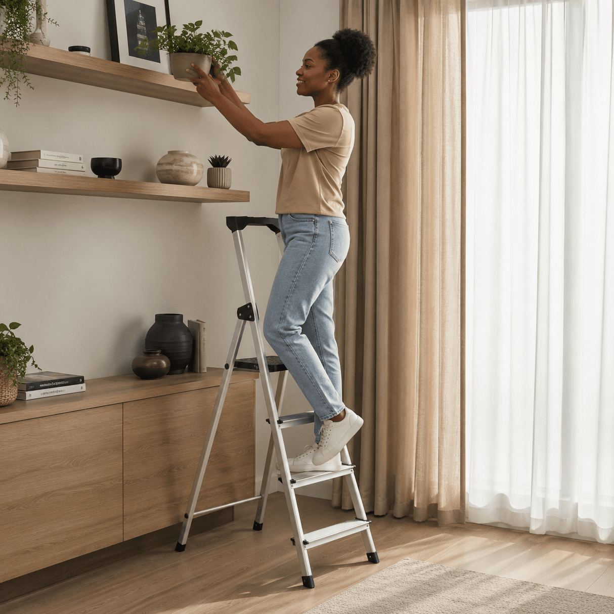 Kumtel Ladder & Access Equipment Kumtel 4-Step Foldable Aluminium Ladder with Tool Tray 150kg - KMM-45