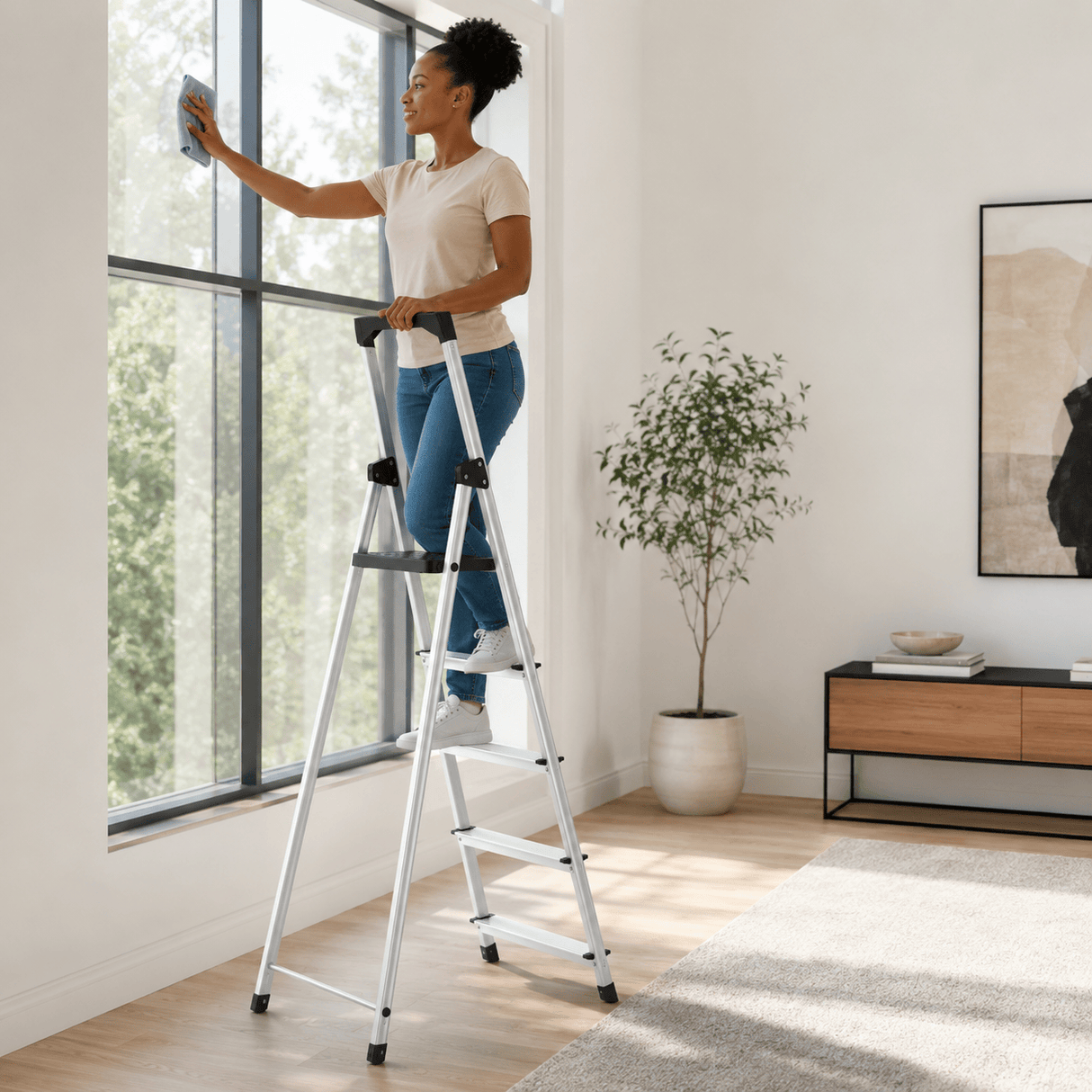 Kumtel Ladder & Access Equipment Kumtel 5-Step Foldable Aluminium Ladder with Tool Tray 150kg - KMM-55