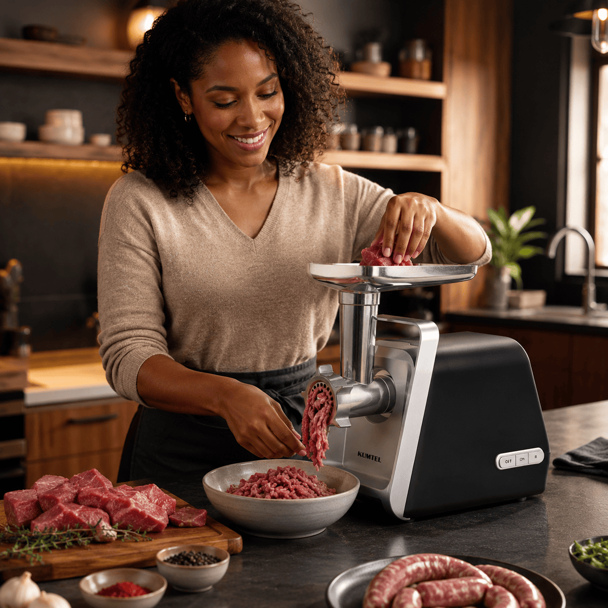Kumtel Kitchen Appliances Kumtel Meat Grinder with Reverse and Sausage Kit 1600W Max - HMG-04