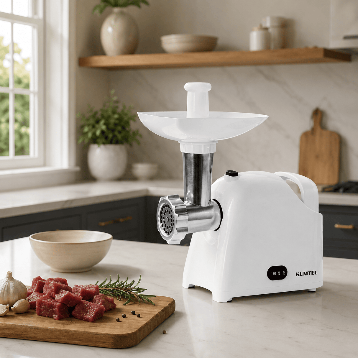 Kumtel Kitchen Appliances Kumtel Meat Grinder with Sausage and Kubbe Kit 1000W Max - HMG-03